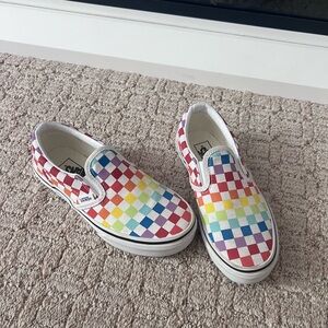 Vans Kids Colorful Checkered Slip-On Shoes